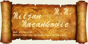 Miljan Macanković vizit kartica
